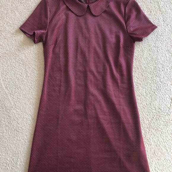 Forever 21 Burgundy Short Sleeve Collar Dress M - Picture 2 of 9